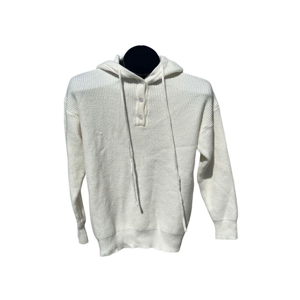 Cream Knit Hoodie Sweater Size M
